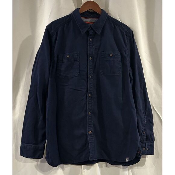 THE NORTH FACE Shirt Mens X-Large Blue Red Speckle Flannel Button Up Heavyweight - Picture 1 of 6